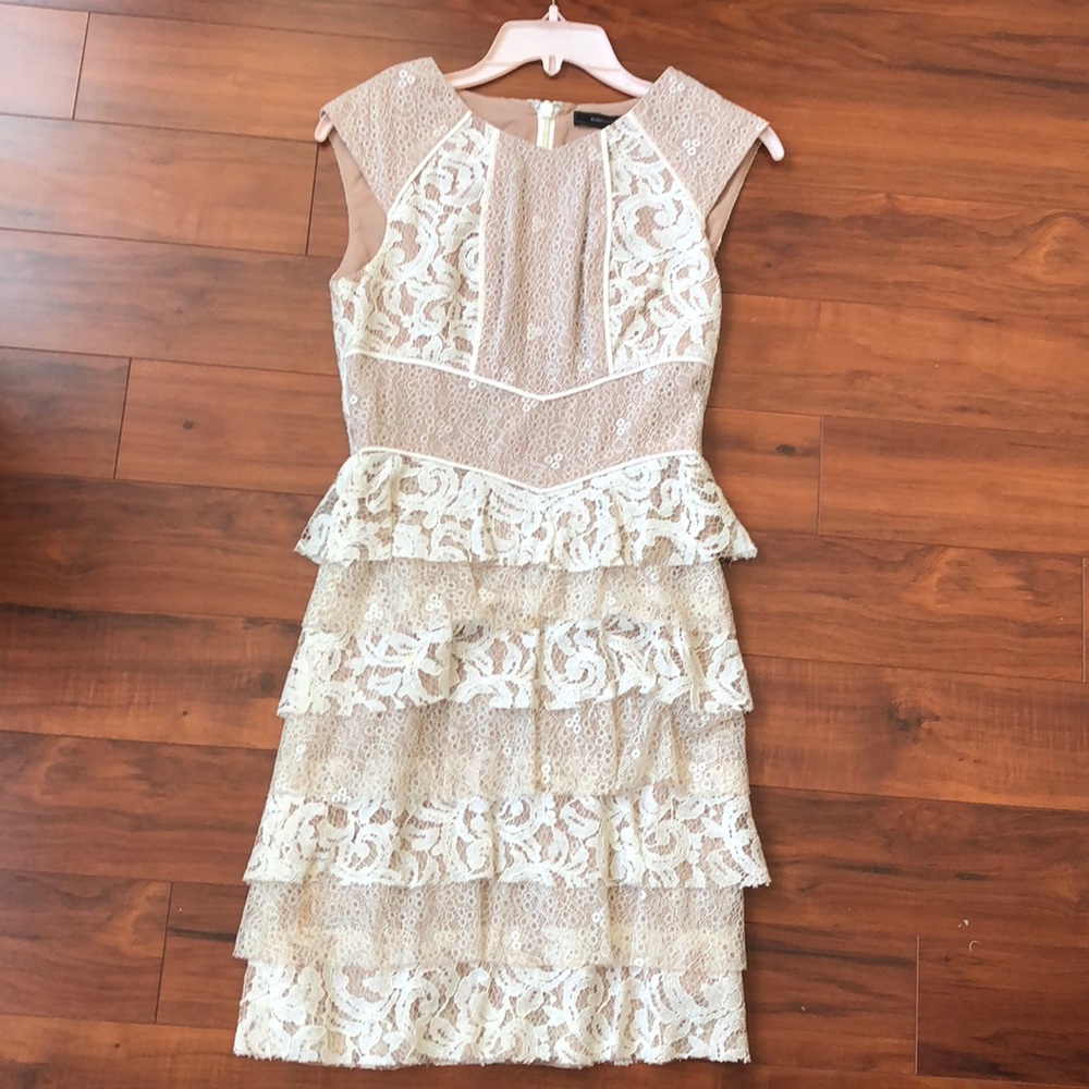 BCBG White Lace and Cream Party Dress